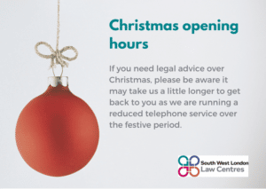 Christmas opening times — South West London Law Centres - Helping local